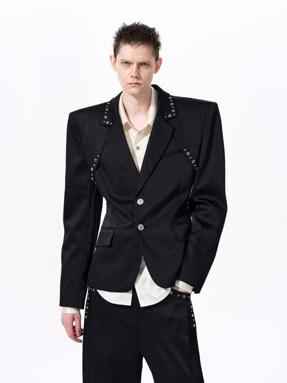 Deconstructed Waist-Cinched Tailored Jacket & Trousers Setup WN23274