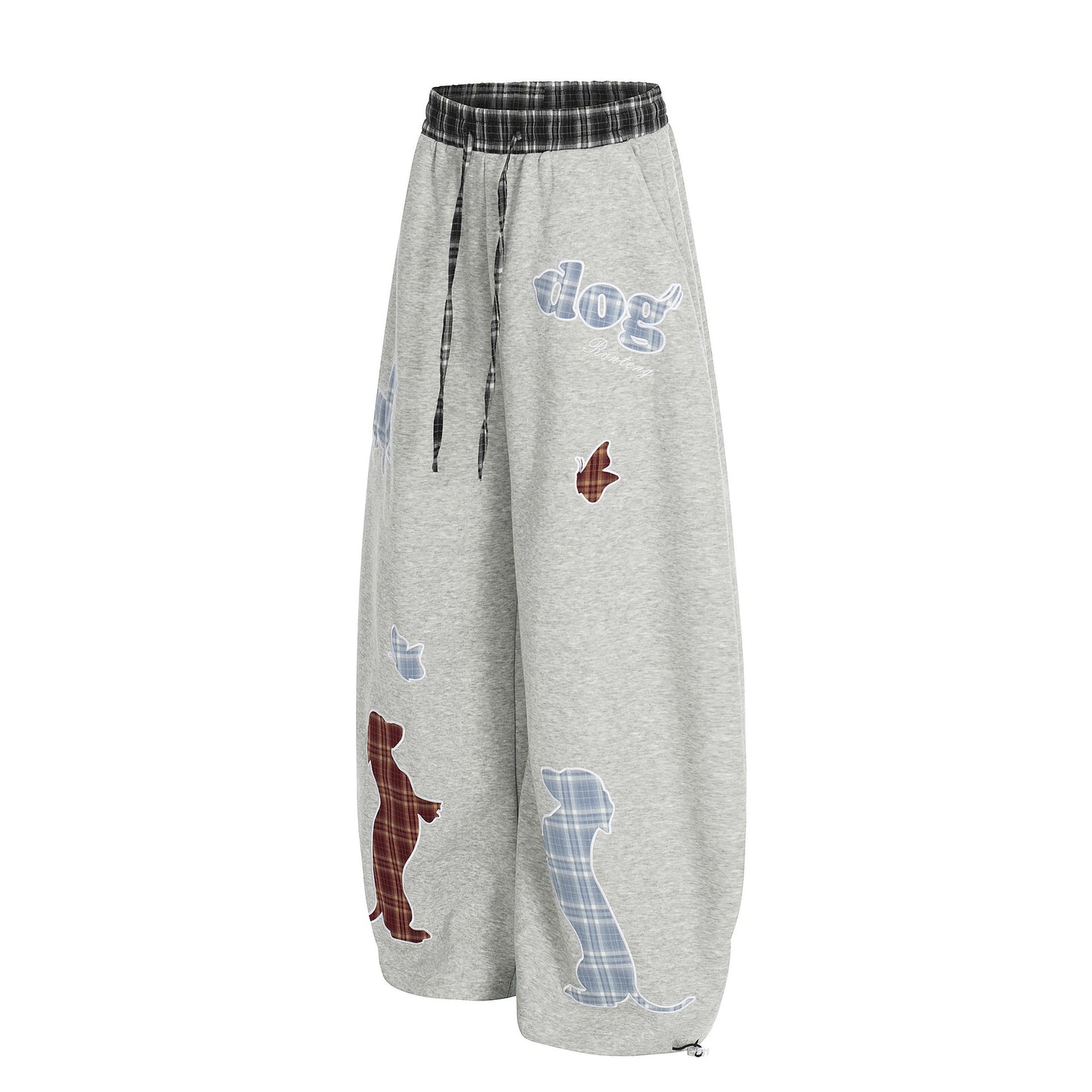 Dog Embroidery Wide Leg Sweatpants WN25812