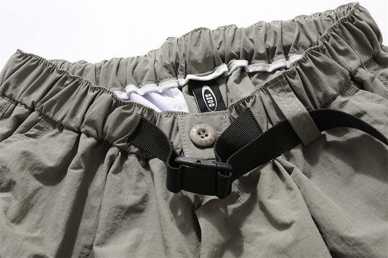 Multi-Pocket Wide Leg Cargo Half Pants WN26812