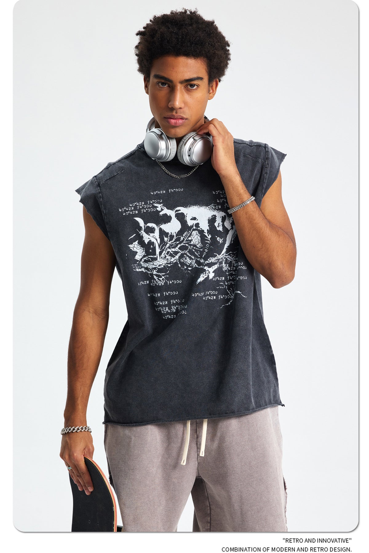 Wax Dye Graphic Print Tank Top WN16262