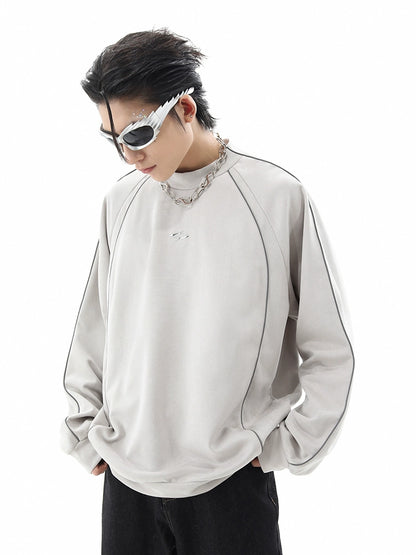 Reflective Suede Oversize Pullover Sweatshirt WN10408