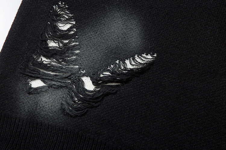 Tie-Dye Graffiti Butterfly Cutout Knit Sweater WN11412