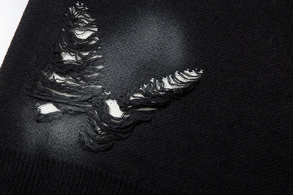 Tie-Dye Graffiti Butterfly Cutout Knit Sweater WN11412