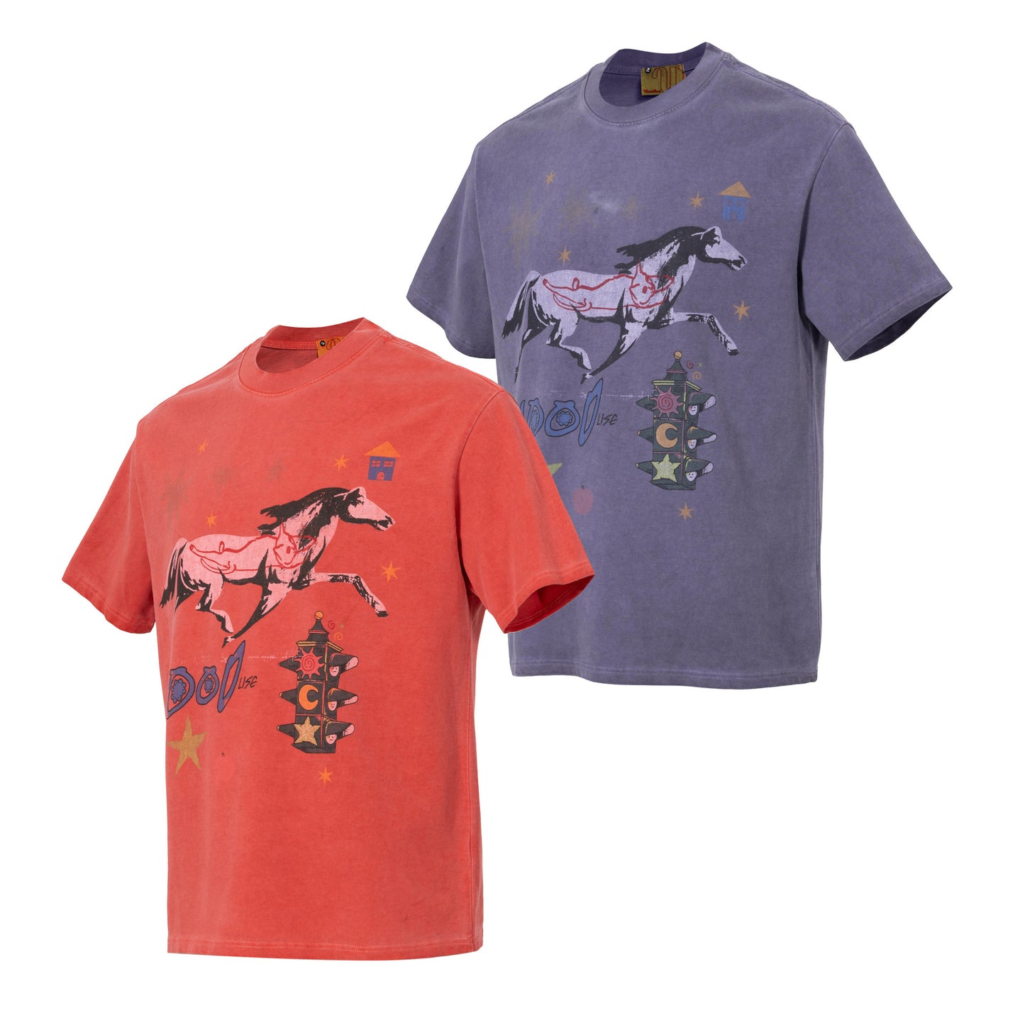 Washed Horse Print Oversize Short Sleeve T-Shirt WN25880
