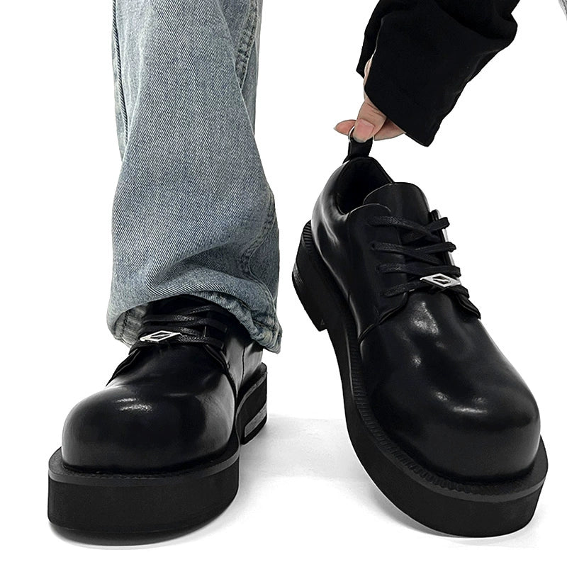 Round-Toe Leather Platform Sneakers WN19120