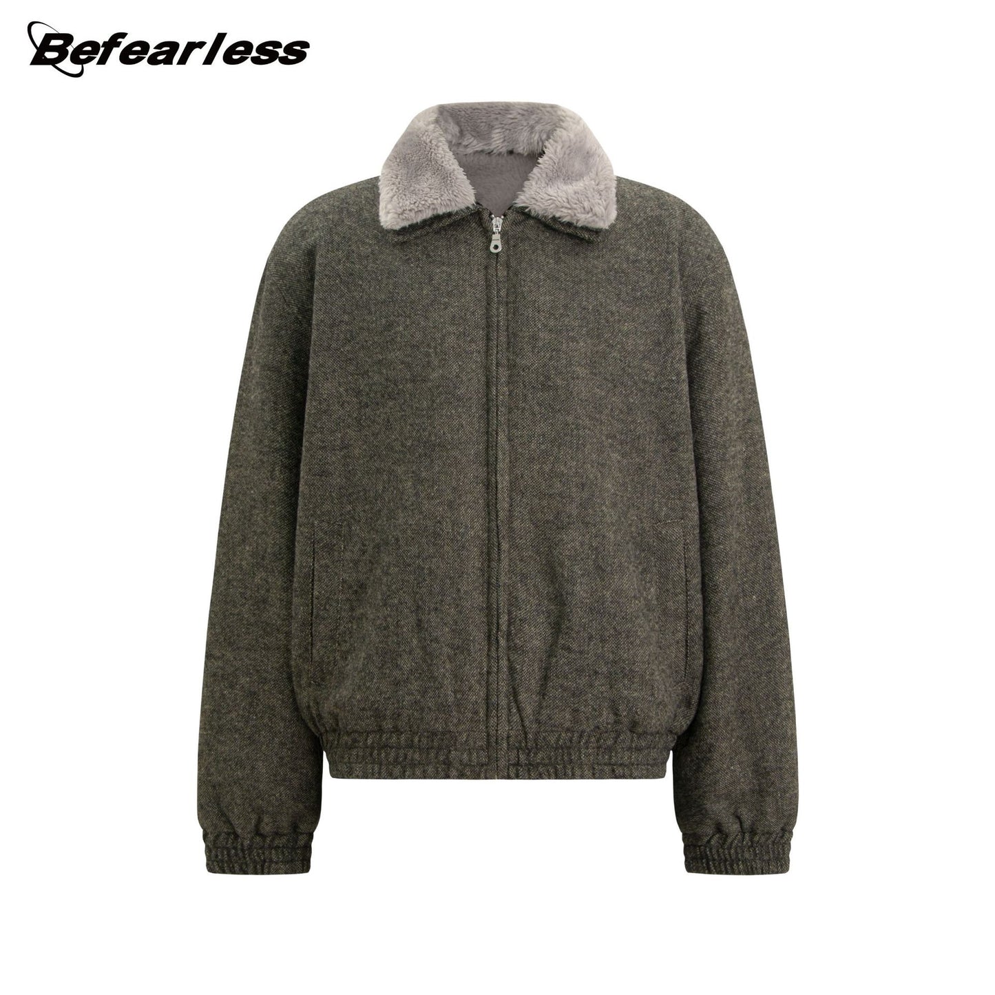 Detachable Fake Fur Collar Zipper Jacket WN26217