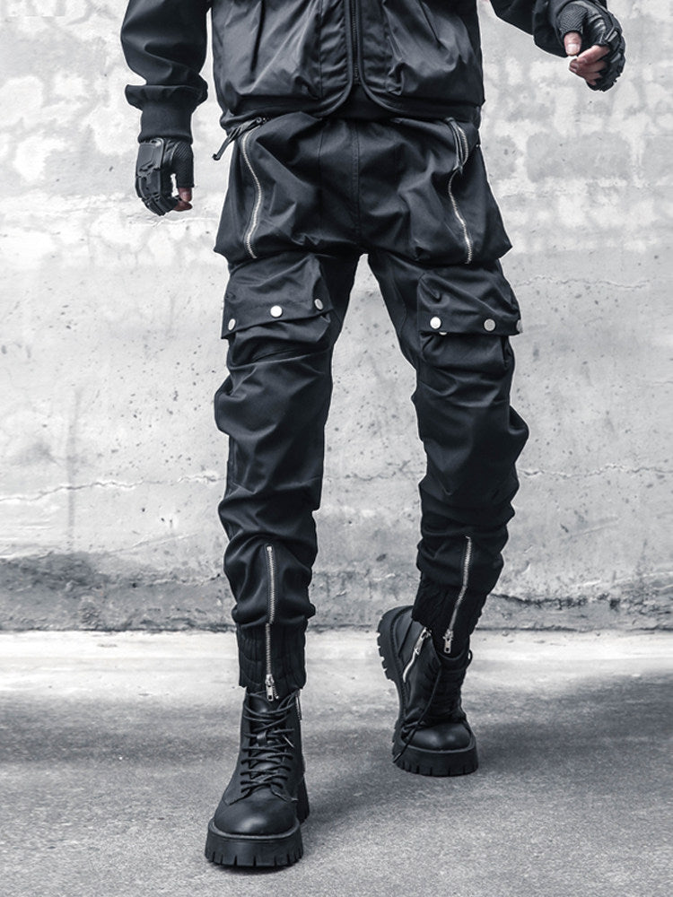 Functional Multi-Pocket Zipper Cuffed Cargo Pants WN22488