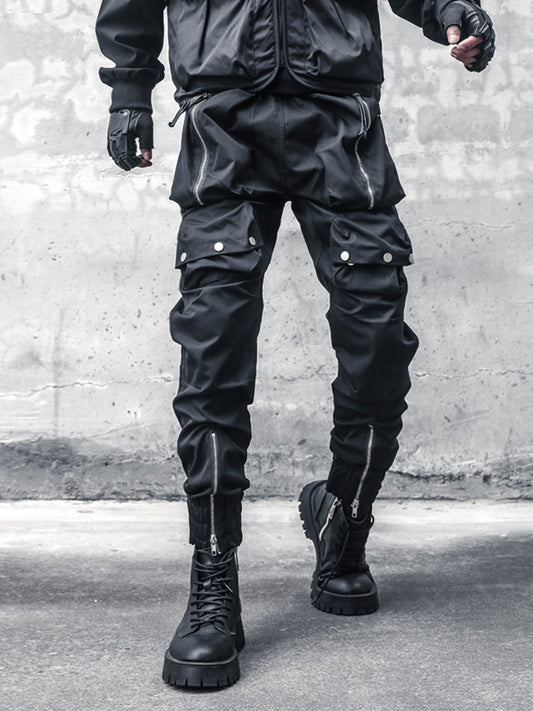 Functional Multi-Pocket Zipper Cuffed Cargo Pants WN22488