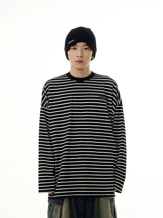 Oversize Stripe Long Sleeve T-shirt WN7652