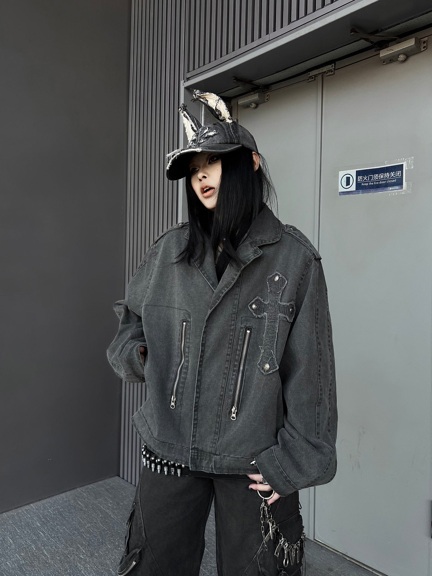 Cross Quilted Washed Heavyweight Short Jacket WN24155