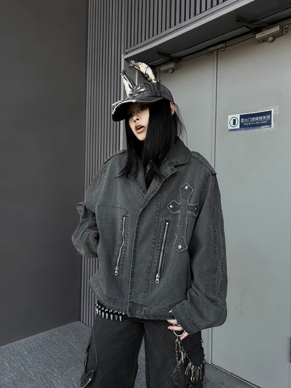 Cross Quilted Washed Heavyweight Short Jacket WN24155