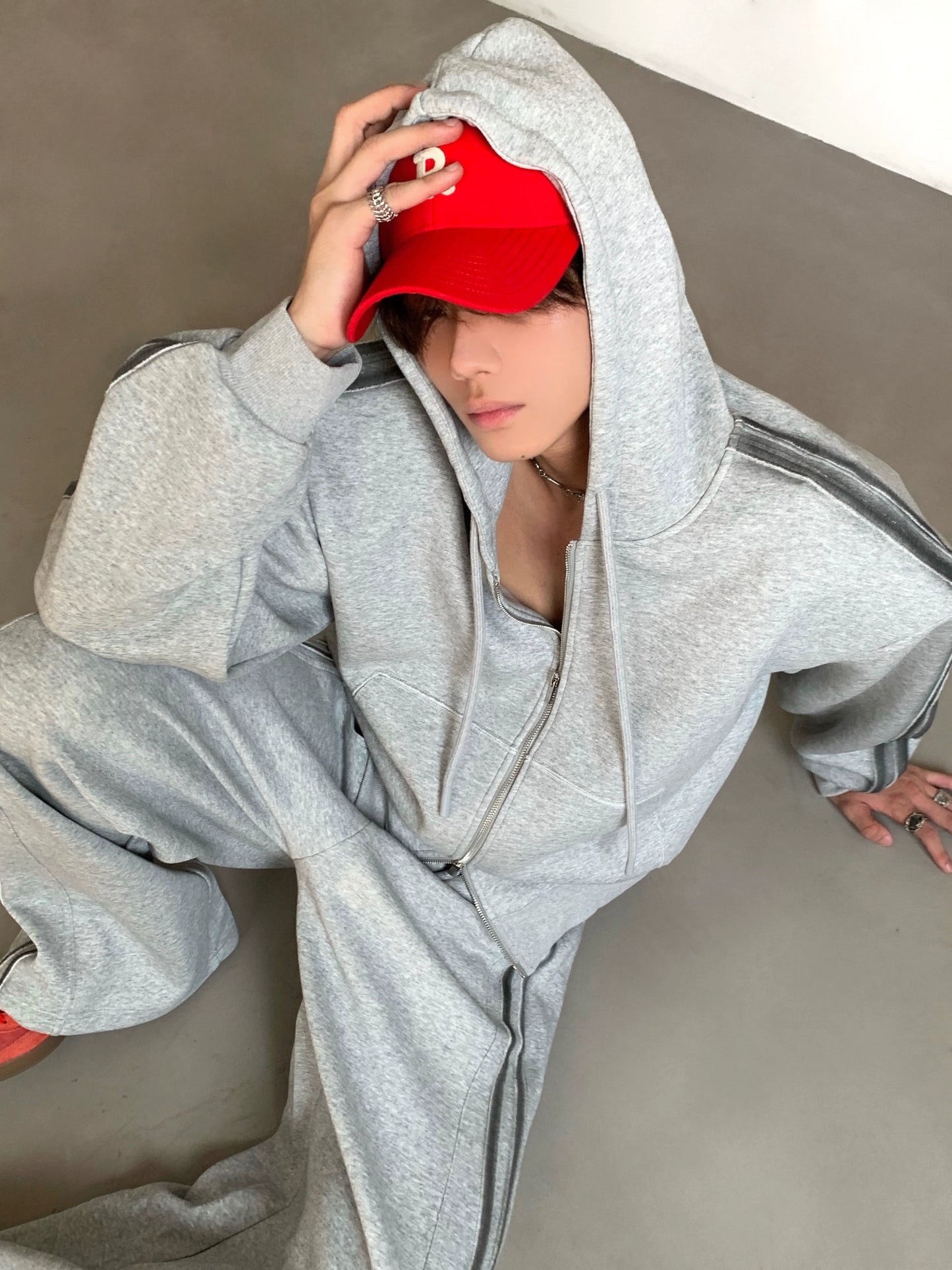 Double Zipper Hoodie & Wide Leg Pants Setup WN21955