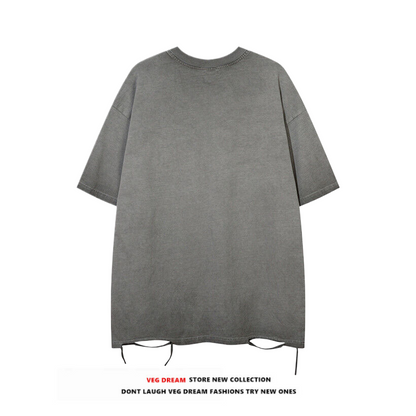 Wash Damaged Print Short Sleeve T-Shirt WN5368