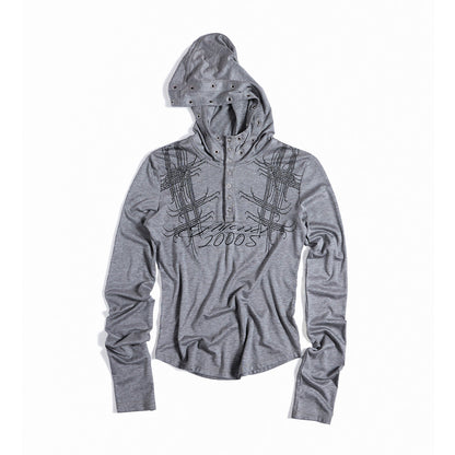 Graffiti Print Rhinestone Cropped Hoodie WN27440