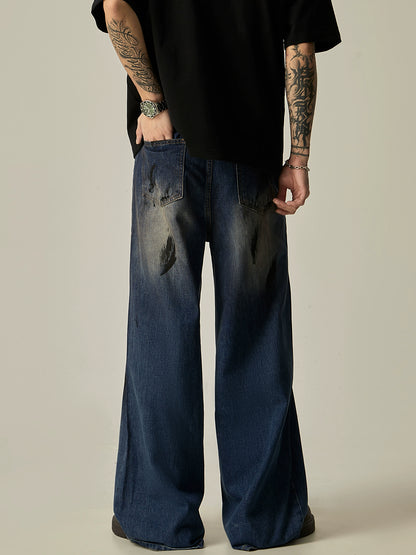 Splash Ink Wide-Leg Straight Denim Jeans WN7760