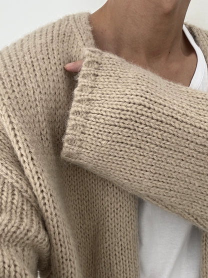 Collarless Knit Cardigan WN21494