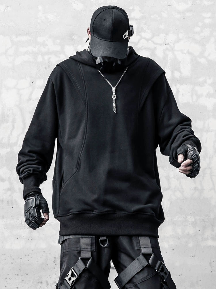 Deconstructed Mix Patch Fake Layered Hoodie WN22373