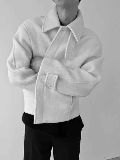 Standing-Collar Short Wool Jacket WN21459