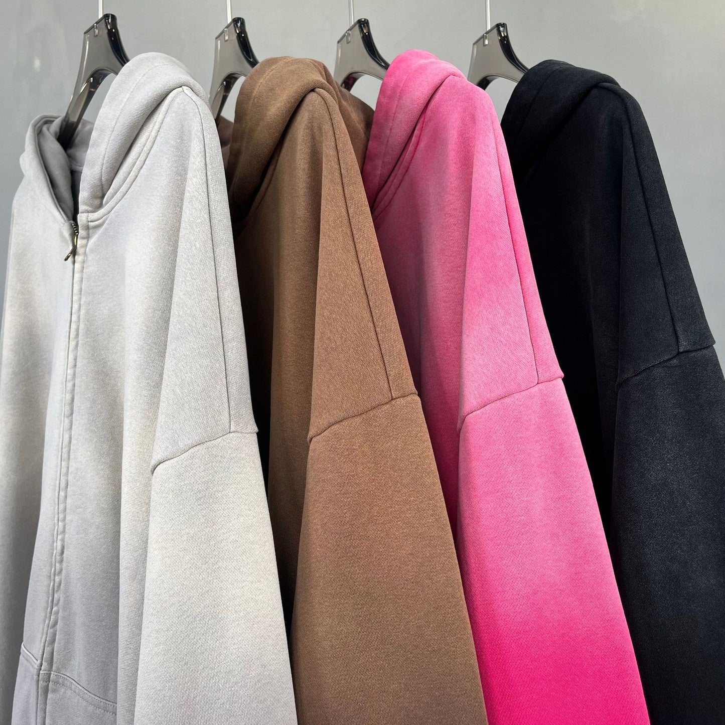 Washed Spray Dyeing Zipper Hoodie WN7809