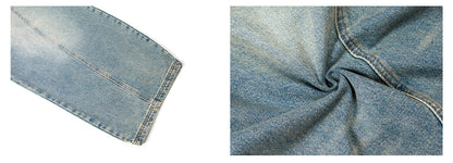 Washed Panel Wide Leg Denim Jeans WN26258