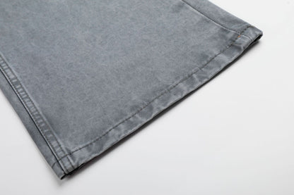 Washed Eyelet Wide Leg Denim Jeans WN25959