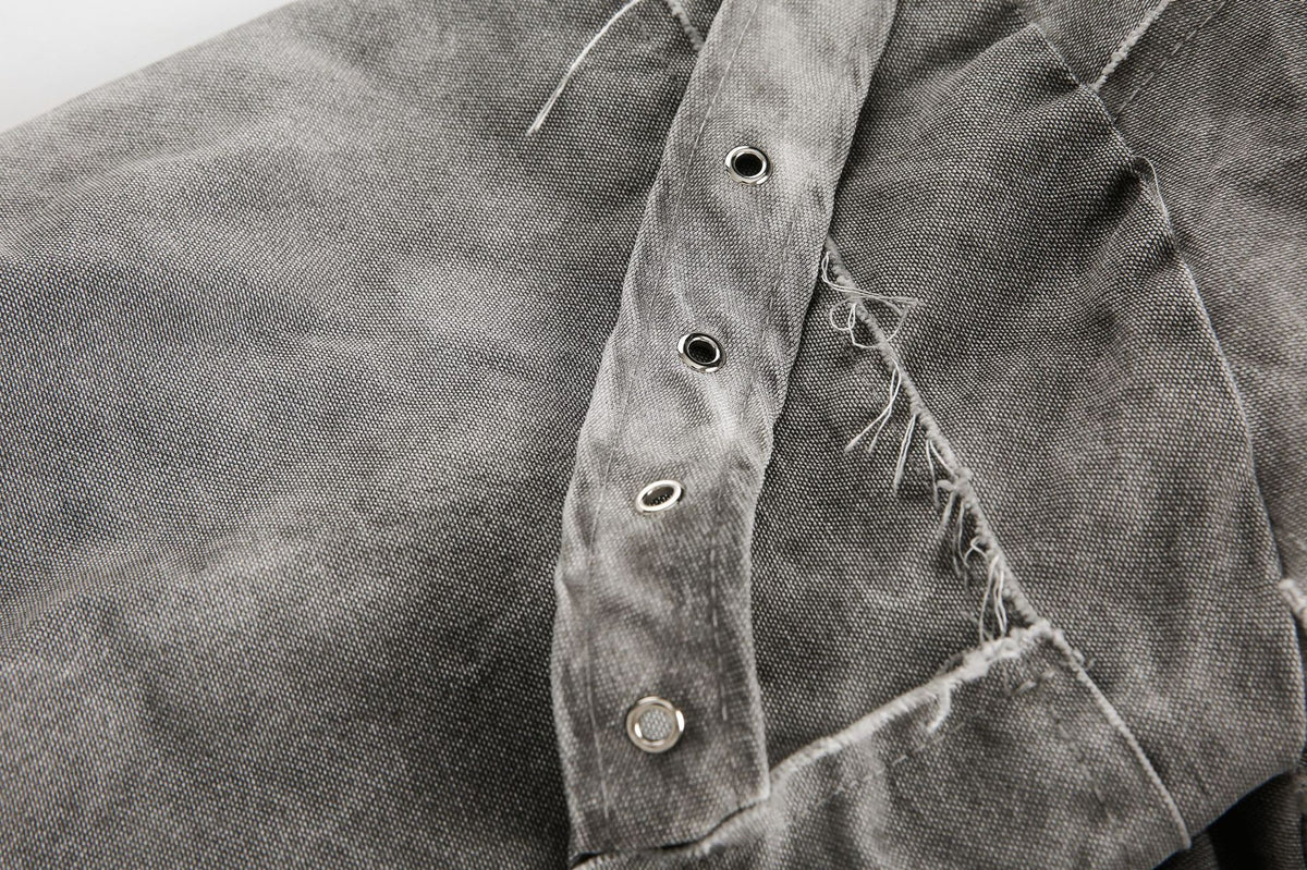 Washed Graphic Pocket Detail Hooded Jacket WN27967
