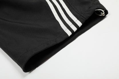 Stripe Zipper Jacket & Stripe Wide Leg Pants Setup WN28059