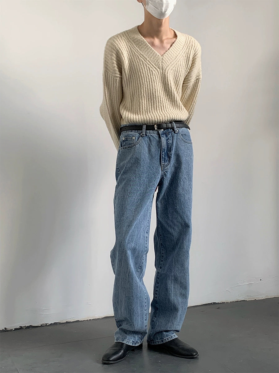 Oversize V-Neck Knit Sweater WN9619