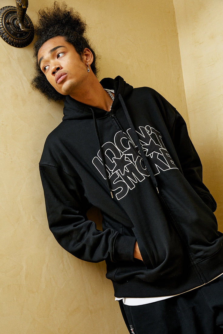 Star Logo Patchwork Zipper Hoodie WN10118