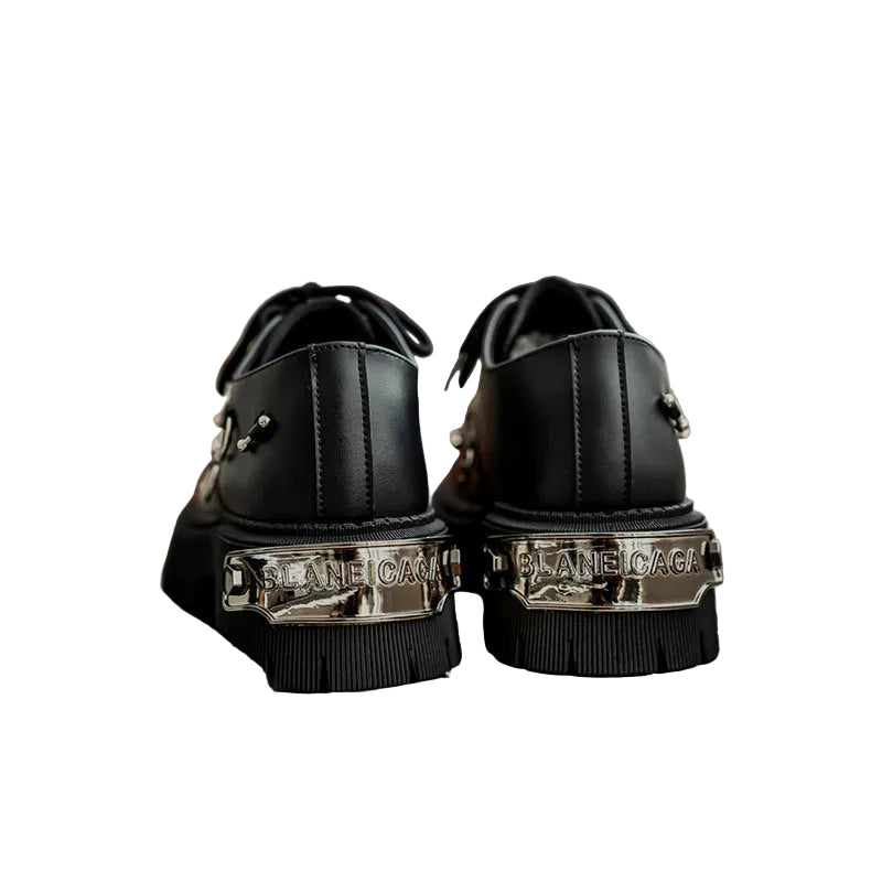 Metal Ring Detail Platform Lace-Up Shoes WN23349