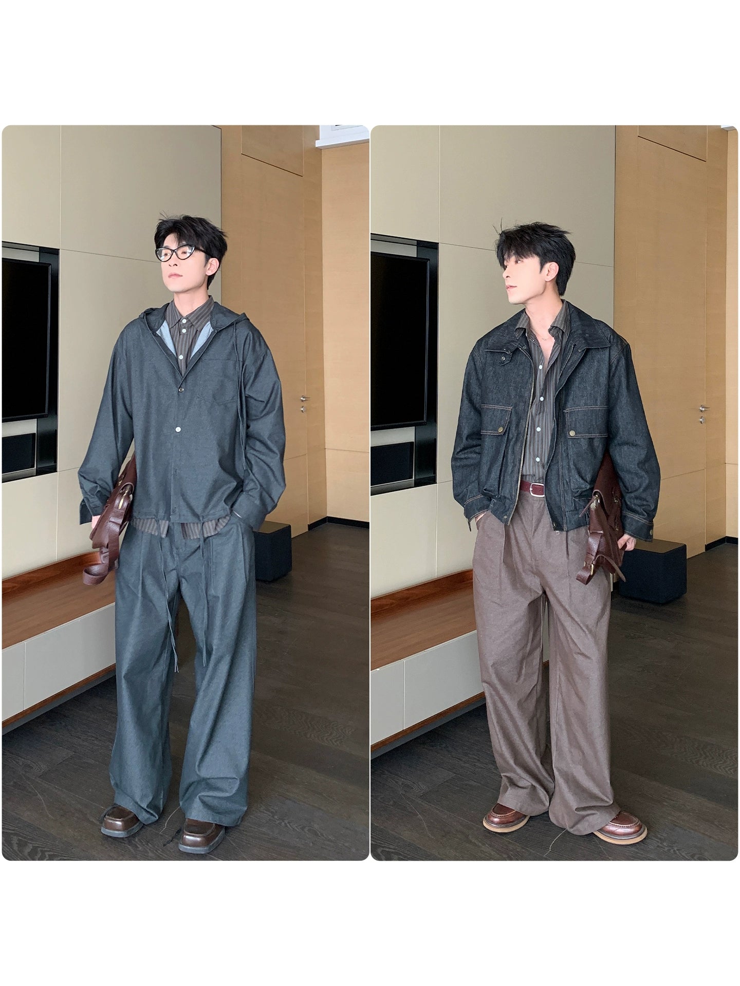 Textured Draping Wide Leg Trousers WN20481