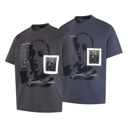 Portrait Letter Print Short Sleeve T-Shirt WN25459