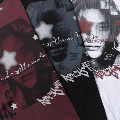 Oversize Portrait Print Short Sleeve T-Shirt WN25380