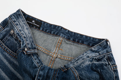 Whisker Washed Flare Denim Jeans WN25956