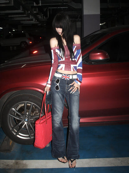 Washed Whisker Flare Denim Jeans WN27225