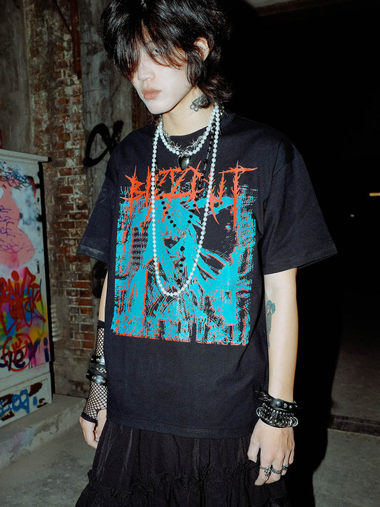 Graphic Print Oversize Short Sleeve T-Shirt WN16015