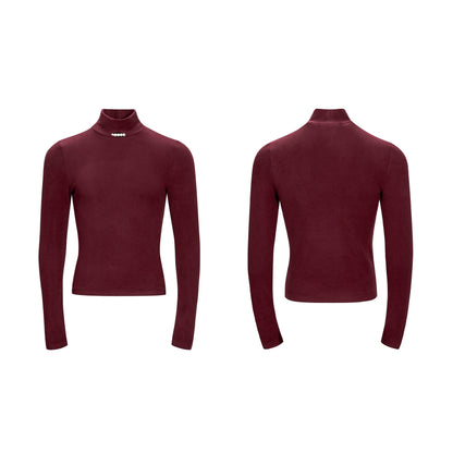 High-Neck Pearl Detail Long Sleeve T-Shirt WN22122