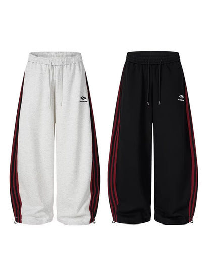 Stripe Embroidery Wide Leg Sweatpants WN28065