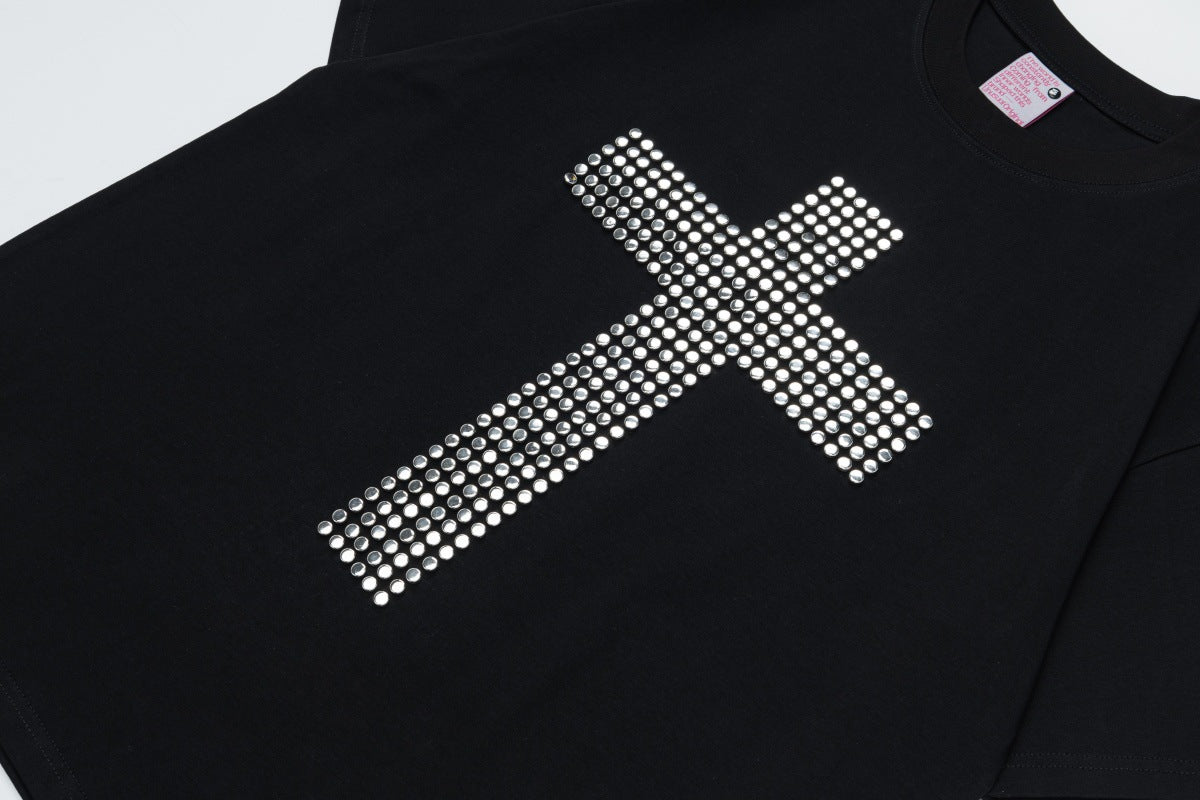 Cross Patch Beads Short Sleeve T-Shirt WN26082