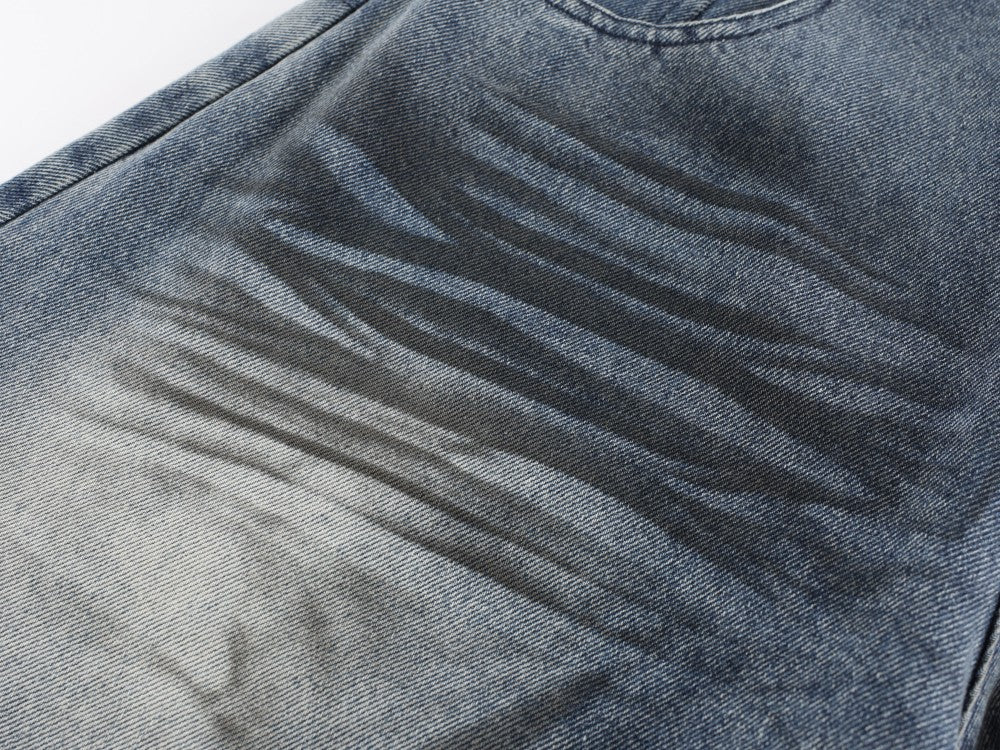 Crackle Washed Wide Leg Denim Jeans WN27840