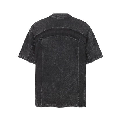 Washed Panel Design Short Sleeve T-Shirt WN25401