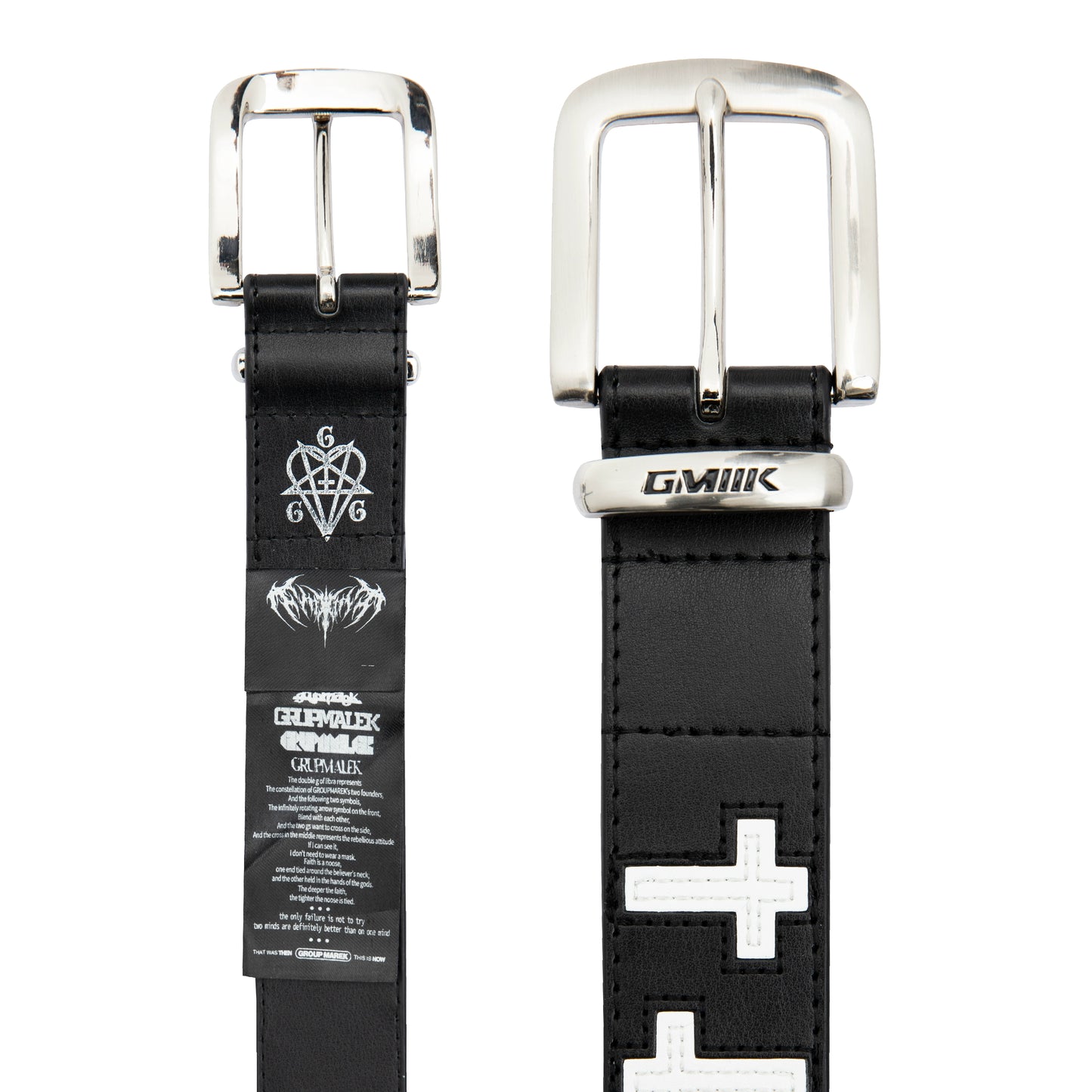 Black & White Cross Leather Elastic Belt WN17255