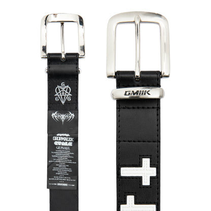 Black & White Cross Leather Elastic Belt WN17255