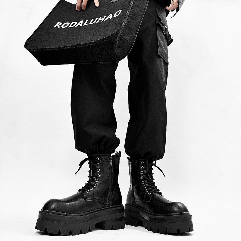 Lace Up Thick Sole Short Boots WN24562