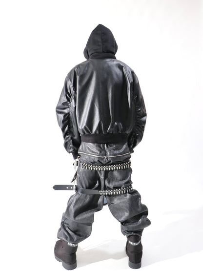 Crinkle Denim Baggy Denim Jeans WN24129
