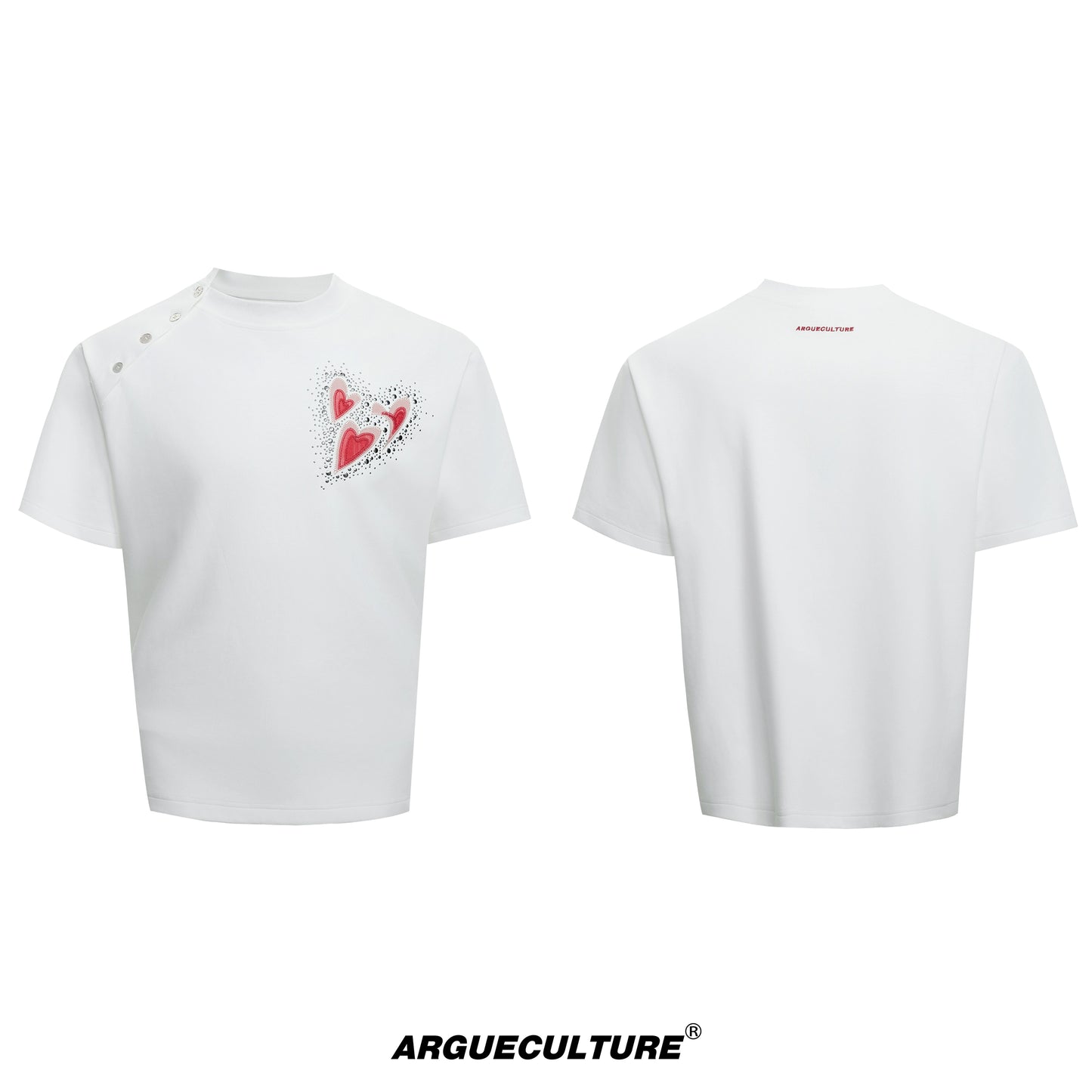 Irregular Neckline Embroidery Rhinestone Short Sleeve T-Shirt WN18374