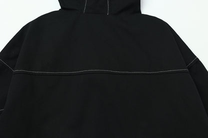 Metal Buttons Patchwork Hooded Jacket WN16109