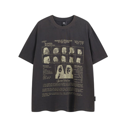 Washed Letter Print Short Sleeve T-Shirt WN25751