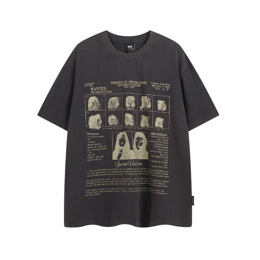 Washed Letter Print Short Sleeve T-Shirt WN25751