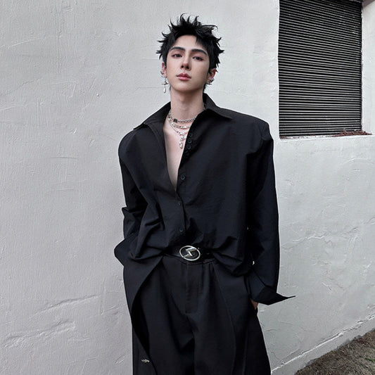 Oversize Lapel Long Sleeve Shirt WN25062